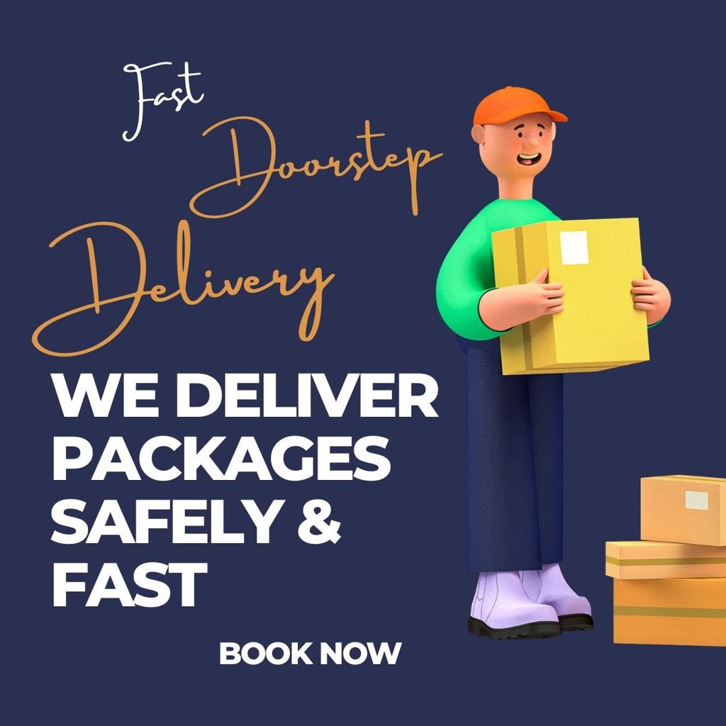 Blue and Yellow Minimalist Modern Delivery Service Instagram Post