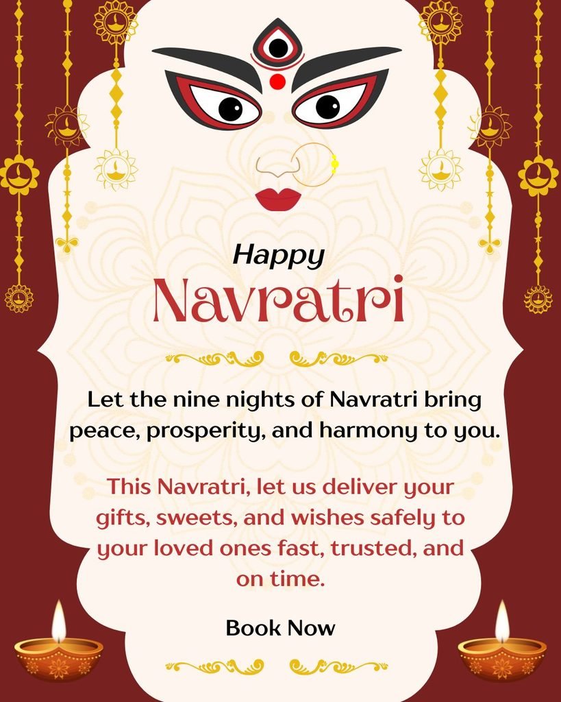 Red White and Gold Traditional Navratri Instagram Post